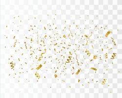 Golden confetti isolated. Festive background. vector