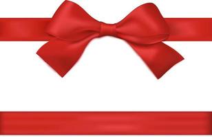 cinta roja y arco aislado. decoración vectorial para tarjetas de regalo, cajas de regalo o ilustraciones navideñas vector