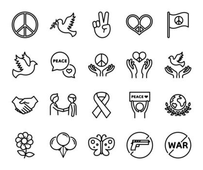 Set of Peace and freedom related, Vector, Icon, Illustration. vector