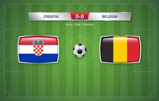 Croatia vs Belgium scoreboard broadcast template for sport soccer tournament 2022 and football championship vector illustration