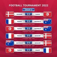 Soccer 2022 and football championship tournament in qatar - GROUP D france australia denmark tunisia vector illustration