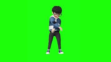 animação 3D de um menino dançando alegremente com um movimento único e ativo video