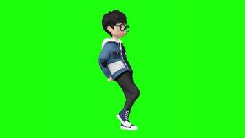 3d animatie van een jongen dansen gelukkig met een uniek en actief beweging video