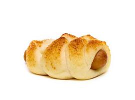 Cheese Sausage bread isolated on white background photo