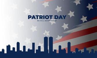 US Patriot Day illustration. patriotic templates for greeting cards, posters, banners. American flag, holiday message. We will never forget the Victims of 9.11 Terrorist Attacks vector