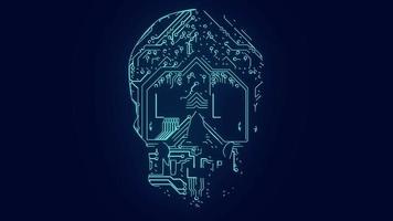 cybersecurity  Human Skull chipset technology animation video