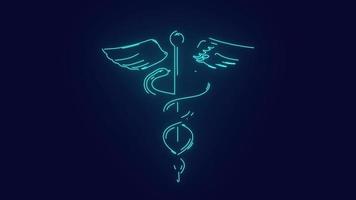 caduceus medicinsk symbol av sjukvård trogen teknologi animering video