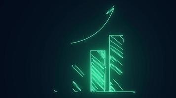 futuristico bar grafico mostrando uptrend crescita nel attività commerciale animazione video