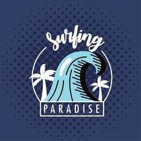cartel del paraíso del surf vector