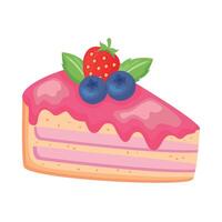 porción de pastel con fresa vector