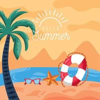 hello summer poster vector