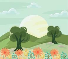 flowers and trees vector