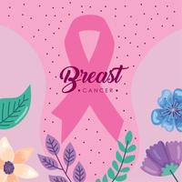 breast cancer lettering poster vector