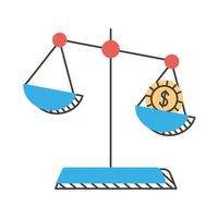 balanza balanza con moneda vector