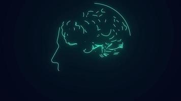 Human Brain structure with futuristic neon glow medical science concept Animation video