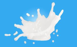 3d milk or yogurt ripple splash isolated on blue background. 3d render illustration, include clipping path photo