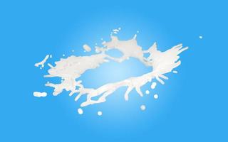 3d milk ripple splash isolated on blue background. 3d render illustration, include clipping path photo