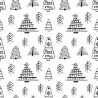 Doodle christmas seamless pattern vector