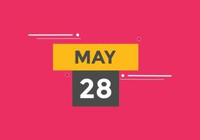 may 28 calendar reminder. 28th may daily calendar icon template. Calendar 28th may icon Design template. Vector illustration