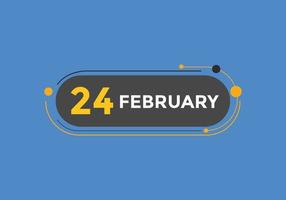 february 24 calendar reminder. 24th february daily calendar icon template. Calendar 24th february icon Design template. Vector illustration