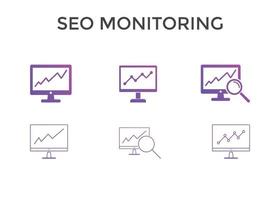 set of SEO Monitoring icon Vector illustration. digital marketing element. concept for SEO and Website.