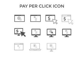 Set of Pay per click icons. Concept for SEO, payment collection and web design. PPC icon vector