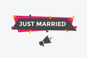 Just married text web template button. Just married Colorful label sign template. speech bubble vector