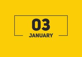 january 3 calendar reminder. 3rd january daily calendar icon template. Calendar 3rd january icon Design template. Vector illustration