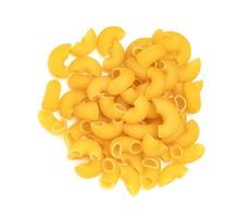 raw macaroni pasta isolated on white background photo