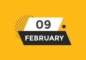 february 9 calendar reminder. 9th february daily calendar icon template. Calendar 9th february icon Design template. Vector illustration