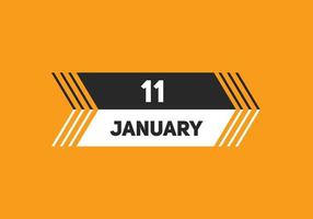 Recordatorio del calendario del 11 de enero. Plantilla de icono de calendario diario del 11 de enero. plantilla de diseño de icono de calendario 11 de enero. ilustración vectorial vector