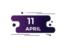 april 11 calendar reminder. 11th april daily calendar icon template. Calendar 11th april icon Design template. Vector illustration