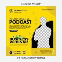 Podcast Digital Business Marketing Banner For Social Media Post Template vector