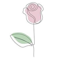 Rose flower line art. Contour drawing. Minimalism art. vector