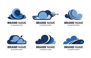 Flat Cloud Logo Set vector