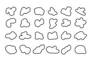 Random black contour shapes set. Blob shapes. Organic abstract splodge elements monochrome collection. Vector