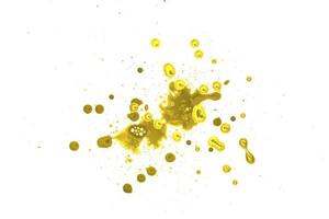 closeup drops of golden isolated on white background,abstract pattern photo