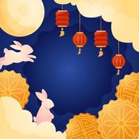 Moon Cake Background Concept vector