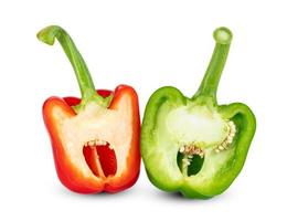 red green sweet bell pepper sliced isolated on white background ,include clipping path photo