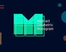 Abstract geometric letter M graphic concept. Color unusual shape for logo and monogram design template. Bauhaus or Memphis style geometric symbol. Vector illustration