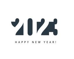 2023 numbers in minimalistic negative space style. Happy New Year event poster, greeting card cover, 2023 calendar design, invitation to celebrate New Year and Christmas. Vector illustration.