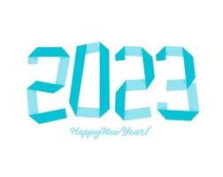 2023 blue numbers in scotch tape style. Happy New Year event poster, greeting card cover, 2023 calendar design, invitation to celebrate New Year and Christmas. Vector illustration.