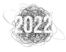 2023 numbers on chaotic lines background. Happy New Year event poster, greeting card cover, 2023 calendar design, invitation to celebrate New Year and Christmas. Vector illustration.