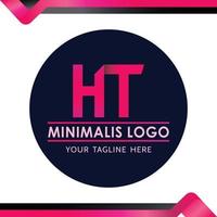 HT logo simple elegant minimalist logo, letter H, letter T, best for your logo symbol design, youtube channel logo, business logo etc. - vector logo dark pink magenta