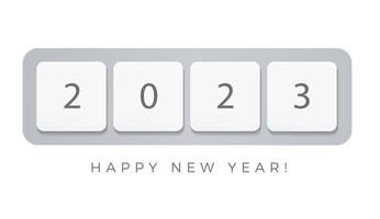 2023 numbers keyboard part in minimalistic style. Happy New Year event poster, greeting card cover, 2023 calendar design, invitation to celebrate New Year and Christmas. Vector illustration.