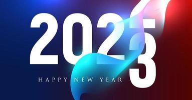 2023 numbers in neo futuristic style with wavy abstract shape for event poster, greeting card cover, 2023 calendar design, invitation to celebrate New Year and Christmas. Vector illustration.