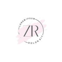 Initial ZR minimalist logo with brush, Initial logo for signature, wedding, fashion. vector