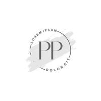 logotipo inicial minimalista de pp con pincel, logotipo inicial para firma, boda, moda. vector