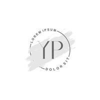Initial YP minimalist logo with brush, Initial logo for signature, wedding, fashion. vector