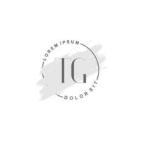 Initial TG minimalist logo with brush, Initial logo for signature, wedding, fashion. vector